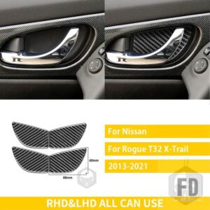日産 エクストレイルローグ T32 2013-2021 アクセサリーカーボンインテリア車内ドアボウル窓トリムステッカー装飾 - Black