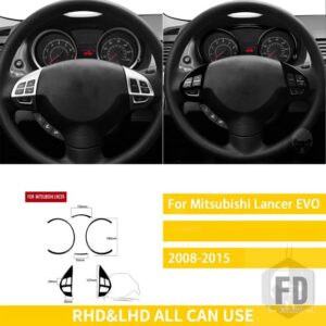 三菱 ランサー EVO 2008-2015 カーアクセサリープラスチックピアノブラックインテリアステアリングホイールボタンスピードメータートリムステッ - set