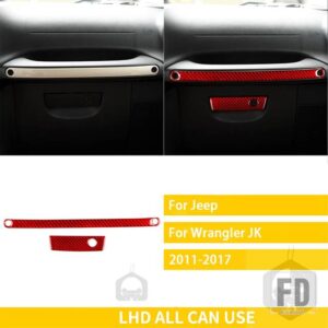 ジープ ラングラー JK 2011-2017 アクセサリーカーボン車内ラック計器パネルグローブボックスハンドルトリムステッカー - SET red