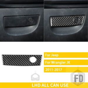 ジープ ラングラー JK 2011-2017 アクセサリーカーボン車内ラック計器パネルグローブボックスハンドルトリムステッカー - 1 black