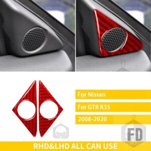 日産 GTR R35 2008-2016 アクセサリーカーボン車室内窓デフォッガーサイドドアエアアウトレットフレームトリムステッカー - A RED