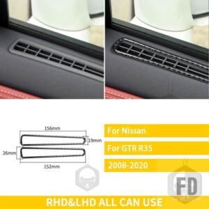 日産 GTR R35 2008-2016 アクセサリーカーボン車室内窓デフォッガーサイドドアエアアウトレットフレームトリムステッカー - B Black