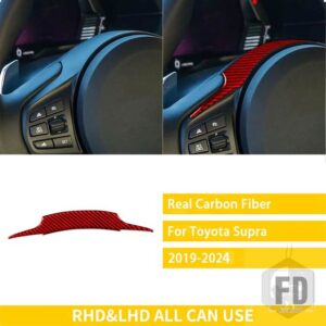 トヨタ GR スープラ A90 A91 MK5 2019-2024 アクセサリーカーボンインテリアステアリングホイールカバートリムステッカー - Red Carbon