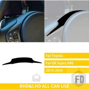 トヨタ GR スープラ A90 A91 MK5 2019-2024 アクセサリーカーボンインテリアステアリングホイールカバートリムステッカー - Black plastic