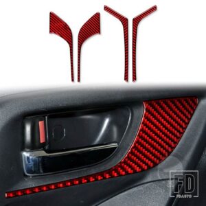 スバル フォレスター 2013-18 アクセサリーカーボンインテリアインナーハンドルフレームトリムステッカー - Red B