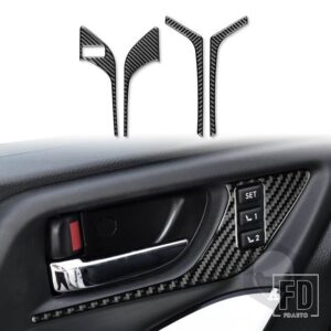 スバル フォレスター 2013-18 アクセサリーカーボンインテリアインナーハンドルフレームトリムステッカー - black A LHD