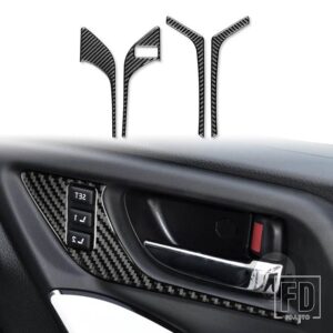 スバル フォレスター 2013-18 アクセサリーカーボンインテリアインナーハンドルフレームトリムステッカー - black A RHD