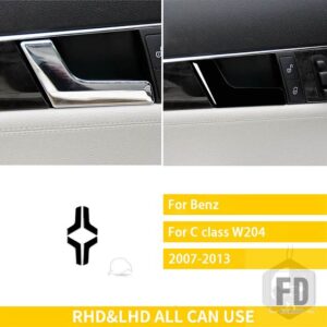 メルセデスベンツ Cクラス W204 2007-2013 アクセサリーカーボン車内ドアインナーハンドルパネルトリムステッカー - Black plastic