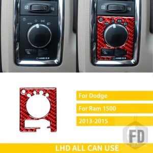 ダッジラム 1500 2013 2014 2015 アクセサリーカーボン車内薄ダーク光制御トリムステッカー装飾 - Red Carbon