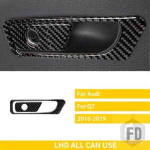 アウディ Q7 2016-19 アクセサリーカーボン車内グローブボックスハンドルパネルトリムステッカー装飾 - 19 LHD