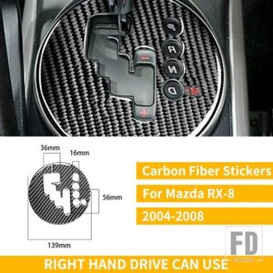 マツダ RX-8 RX8 SE3P JM1FE 2004-2008 アクセサリーギアシフトパネル AT シフターサラウンドカーボンインテリアステッカー - Right Hand Drive