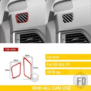 アウディ Q5 Q5L 年度 2018-2023 アクセサリーカーボンインテリア自動車計器パネルエアアウトレットフレームトリムステッカー - Red Carbon RHD