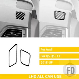 アウディ Q5 Q5L 年度 2018-2023 アクセサリーカーボンインテリア自動車計器パネルエアアウトレットフレームトリムステッカー - Black plastic LHD