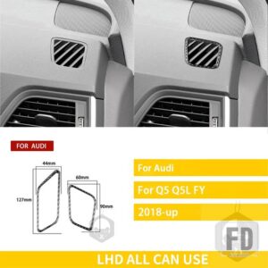 アウディ Q5 Q5L 年度 2018-2023 アクセサリーカーボンインテリア自動車計器パネルエアアウトレットフレームトリムステッカー - Black Carbon LHD