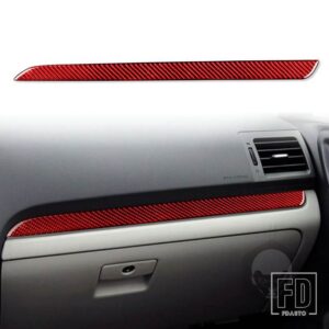 スバル フォレスター 2013-18 アクセサリーカーボンインテリア副パイロット計器デスクトリムステッカー - Red LHD