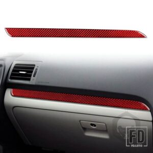 スバル フォレスター 2013-18 アクセサリーカーボンインテリア副パイロット計器デスクトリムステッカー - Red RHD