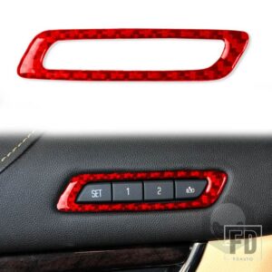 キャデラック ATS 2013-2019 セダンアクセサリーカーボンインテリアメモリシートボタントリムステッカー装飾 - Red