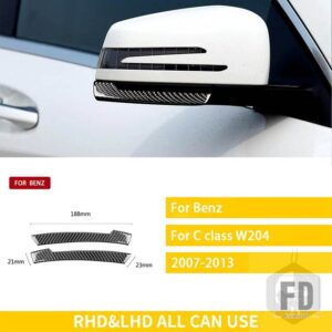 メルセデスベンツ Cクラス W204 2007-2013 アクセサリーカーボン車外装バックミラートリムステッカー - Black Carbon Fiber