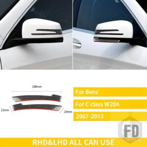 メルセデスベンツ Cクラス W204 2007-2013 アクセサリーカーボン車外装バックミラートリムステッカー - Red Carbon Fiber