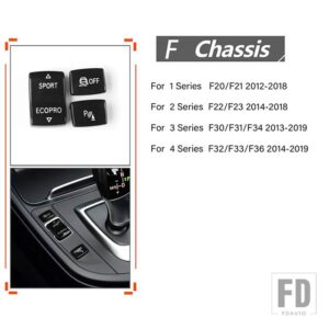 BMW 1/2/3/4シリーズ F20 F21 F22 F23 F30 F31 F34 F35 F32 2012-2019 車レーダーセンサーキー ESP 滑り止めスイッチスポーツボタン - 3pcs set black