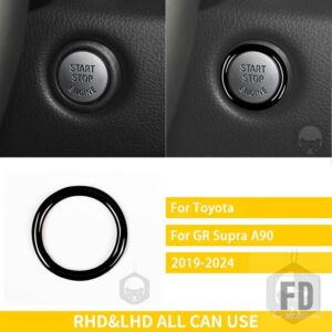 トヨタ GR スープラ A90 A91 MK5 2019-2024 アクセサリーカーボン車内ワンボタンスターターリングトリムステッカー装飾 - Black plastic