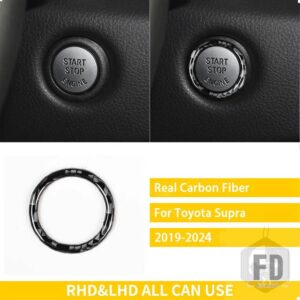 トヨタ GR スープラ A90 A91 MK5 2019-2024 アクセサリーカーボン車内ワンボタンスターターリングトリムステッカー装飾 - Black Carbon