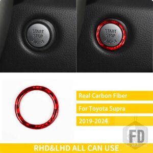トヨタ GR スープラ A90 A91 MK5 2019-2024 アクセサリーカーボン車内ワンボタンスターターリングトリムステッカー装飾 - Red Carbon