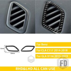 メルセデスベンツ CLA C117 2014-2018 GLA X156 2015-2019 アクセサリーカーボンインテリア曇り止めエアアウトレットトリムステッカー - Black