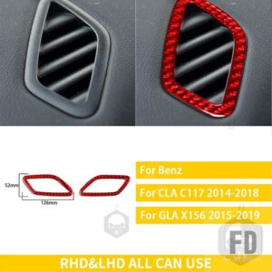 メルセデスベンツ CLA C117 2014-2018 GLA X156 2015-2019 アクセサリーカーボンインテリア曇り止めエアアウトレットトリムステッカー - Red