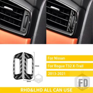 日産 エクストレイルローグ T32 2013-2021 アクセサリーカーボンインテリアサイドエアアウトレットトリムステッカー装飾 - Black