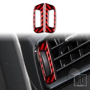 日産 エクストレイルローグ T32 2013-2021 アクセサリーカーボンインテリアサイドエアアウトレットトリムステッカー装飾 - Red
