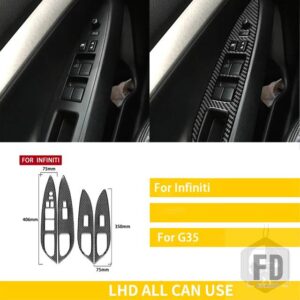 インフィニティ G35 2007-2008 G37 2008-2013 G25 アクセサリーカーボン自動インテリアドアリフトパネルカバートリムステッカーセット - black B LHD