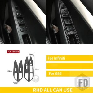 インフィニティ G35 2007-2008 G37 2008-2013 G25 アクセサリーカーボン自動インテリアドアリフトパネルカバートリムステッカーセット - black B RHD