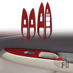 インフィニティ G35 2007-2008 G37 2008-2013 G25 アクセサリーカーボン自動インテリアドアリフトパネルカバートリムステッカーセット - red B RHD