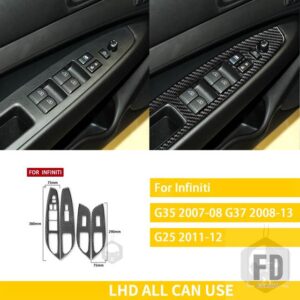 インフィニティ G35 2007-2008 G37 2008-2013 G25 アクセサリーカーボン自動インテリアドアリフトパネルカバートリムステッカーセット - black A LHD