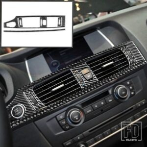 BMW X3 F25 2011-2017 X4 F26 2014-2017 アクセサリーカーボンインテリアオートエアコンアウトレットセットトリムステッカー - Black LHD
