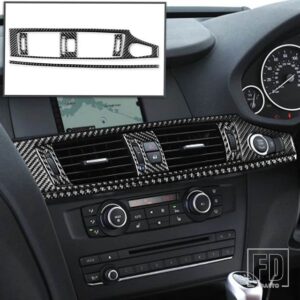 BMW X3 F25 2011-2017 X4 F26 2014-2017 アクセサリーカーボンインテリアオートエアコンアウトレットセットトリムステッカー - Black - RHD