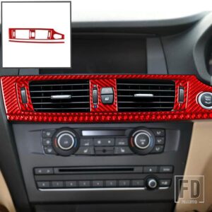 BMW X3 F25 2011-2017 X4 F26 2014-2017 アクセサリーカーボンインテリアオートエアコンアウトレットセットトリムステッカー - Red RHD