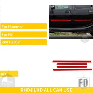 ハマー H2 37803 アクセサリーカーボン車外装外側ドアパネルトリムステッカー赤黒 - Red