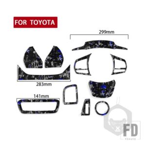 トヨタ スープラ A90 2019-2022 アクセサリーブルーカーボンステアリングホイールスーツトリムステッカー - 15pcs Blue Forged