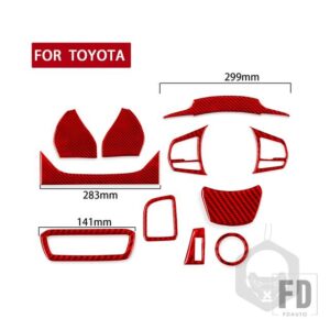 トヨタ スープラ A90 2019-2022 アクセサリーブルーカーボンステアリングホイールスーツトリムステッカー - 15pcs Red Carbon