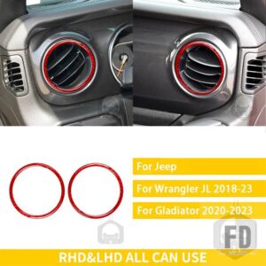 ジープ グラディエーター 2020-23 アクセサリーカーボンインテリア計器エアアウトレットリングトリムステッカー装飾 - 1 red
