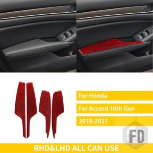 ホンダ アコード 10TH 世代 2018-21 アクセサリーカーボン車内ドアアームレストパネルステッカー装飾 - Red
