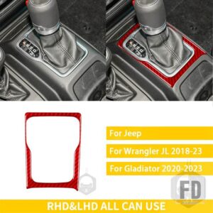 ジープ グラディエーター 2020-23 アクセサリーカーボンインテリアギアハンドブレーキパネルトリムステッカー装飾 - 1 red
