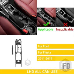 フォード フィエスタ 2011-2019 アクセサリーカーボン車内中央水カップホルダーパネルトリムステッカー装飾 - SET black