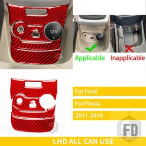 フォード フィエスタ 2011-2019 アクセサリーカーボン車内中央水カップホルダーパネルトリムステッカー装飾 - 2 red