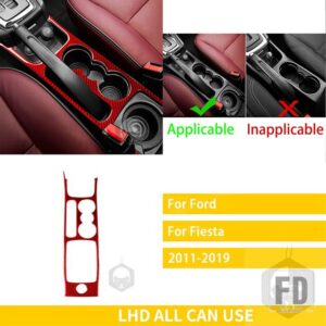 フォード フィエスタ 2011-2019 アクセサリーカーボン車内中央水カップホルダーパネルトリムステッカー装飾 - 3 red