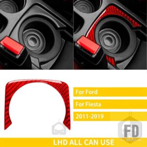 フォード フィエスタ 2011-2019 アクセサリーカーボン車内中央水カップホルダーパネルトリムステッカー装飾 - 4 red