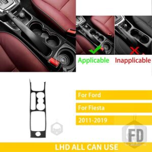 フォード フィエスタ 2011-2019 アクセサリーカーボン車内中央水カップホルダーパネルトリムステッカー装飾 - 3 black