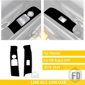 トヨタ GR スープラ A90 A91 MK5 2019-2024 カーアクセサリーカーボンインテリアウィンドウコントロールパネルトリムステッカー装飾 - Black plastic LHD